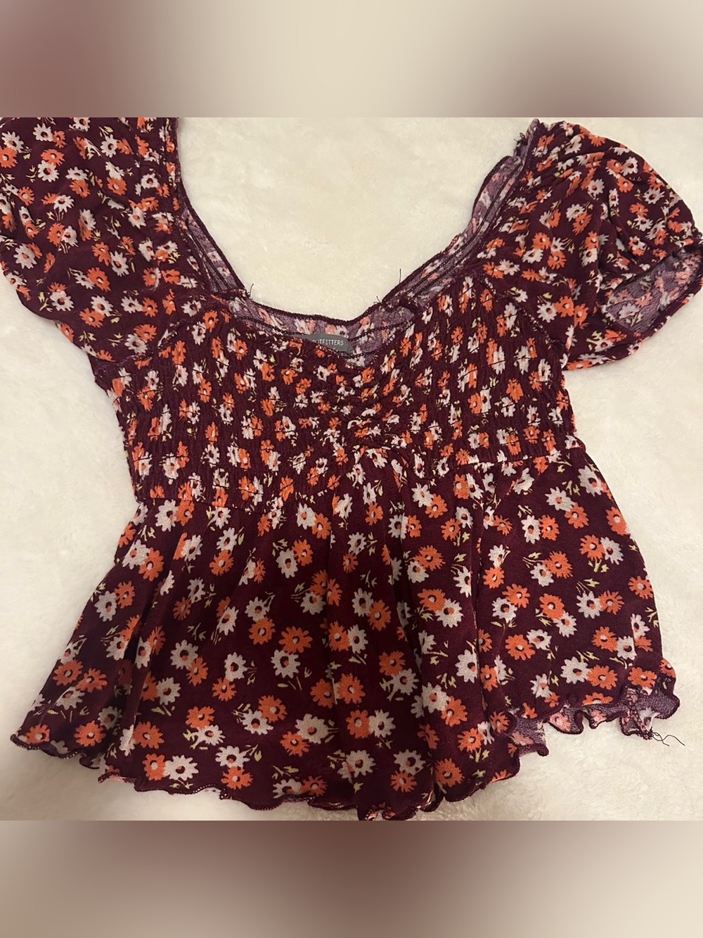 Urban Burgundy Floral Peplum Top